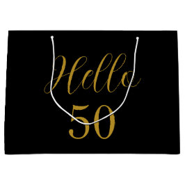 Sacola Para Presentes Grande 50º Aniversário, Preto para Festa de aniversário D