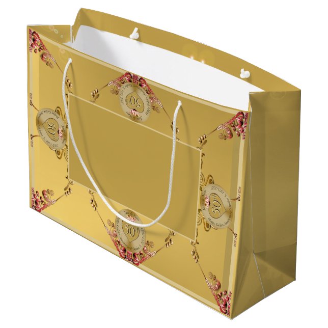 Sacola Para Presentes Grande 50º ou 1rua Aniversário do Presente (Verso inclinado)