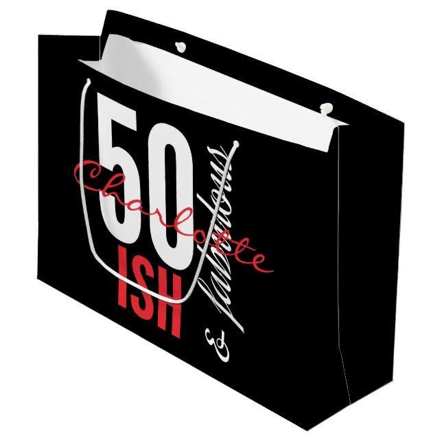 Sacola Para Presentes Grande 50 Algo e diversão fabulosa (Frente inclinada)