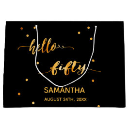 Sacola Para Presentes Grande 50 anos de ouro negro alô 50 tipografia