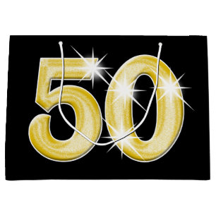 Sacola Para Presentes Grande 50 um Fiftieth aniversário de cinqüênta
