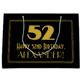 Sacola Para Presentes Grande 52º Aniversário — Art Deco Inspirou "52" & Nome