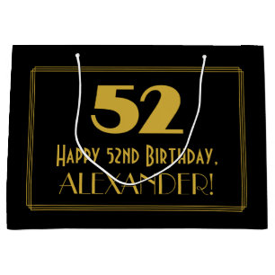 Sacola Para Presentes Grande 52º Aniversário — Art Deco Inspirou "52" & Nome
