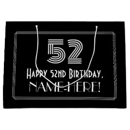 Sacola Para Presentes Grande 52º Aniversário — Art Deco Inspirou "52" & Nome
