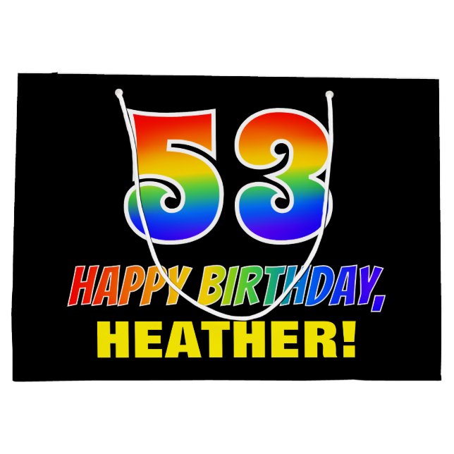 Sacola Para Presentes Grande 53º aniversário: Negrito, Divertido, Simples, Arco (Verso)