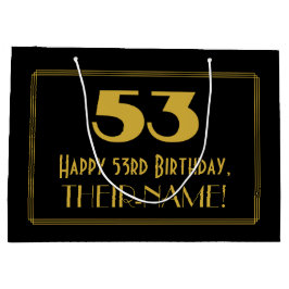 Sacola Para Presentes Grande 53.o aniversário — Art Deco Inspirou "53" & Nome