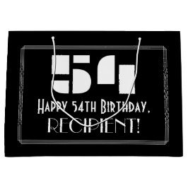 Sacola Para Presentes Grande 54º aniversário ~ Arte Deco Inspirou "54" + Nome