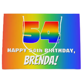 Sacola Para Presentes Grande 54º aniversário: Padrão Divertido e Colorido do Ar