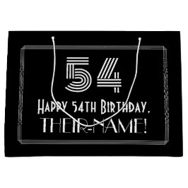 Sacola Para Presentes Grande 54.o aniversário — Art Deco Inspirou o Olho "54" &