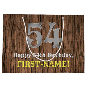 Sacola Para Presentes Grande 54.o Aniversário: Country Western Inspired, Nome