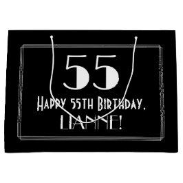 Sacola Para Presentes Grande 55.º aniversário: Art Deco Inspira Estilo "55", No