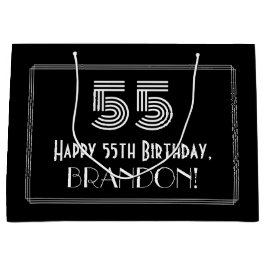 Sacola Para Presentes Grande 55.o aniversário — Art Deco Inspirou "55" e nome