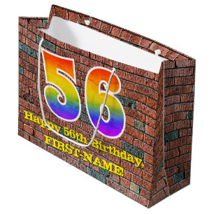 Sacola Para Presentes Grande 56.o aniversário: Arco-Íris inspirado no Grafite