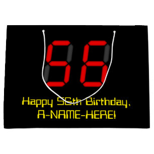 Sacola Para Presentes Grande 56th Aniversário: Estilo vermelho "56" do pulso d