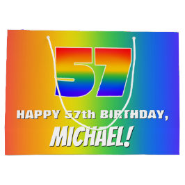 Sacola Para Presentes Grande 57º aniversário: Padrão Divertido e Colorido do Ar