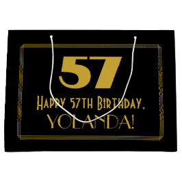 Sacola Para Presentes Grande 57.o aniversário — Art Deco Inspirou o Olho "57" &