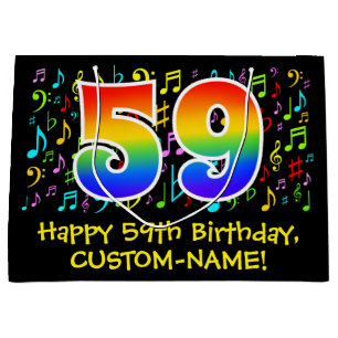 Sacola Para Presentes Grande 59º aniversário - Símbolos de música coloridos