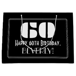 Sacola Para Presentes Grande 60º aniversário ~ Arte Deco Inspirou "60" + Nome