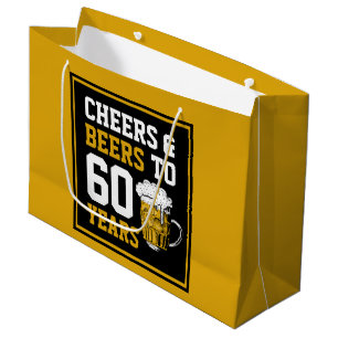 Sacola Para Presentes Grande 60º Aniversário Cheers & Beers a 60 anos