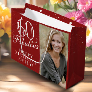 Sacola Para Presentes Grande 60 e Fabulosa Foto Elegante 60º aniversário