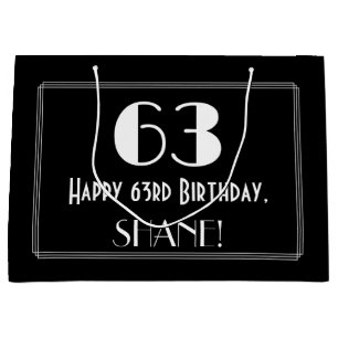 Sacola Para Presentes Grande 63º Aniversário: Estilo Inspirado na Arte Deco "63