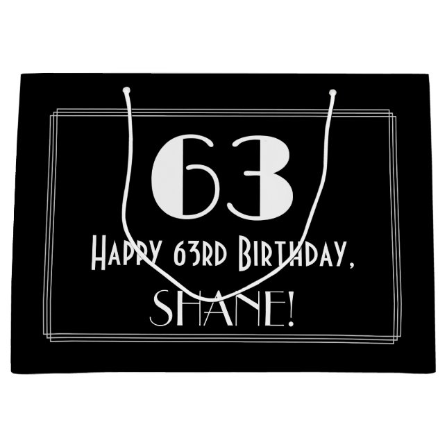 Sacola Para Presentes Grande 63º Aniversário: Estilo Inspirado na Arte Deco "63 (Frente)