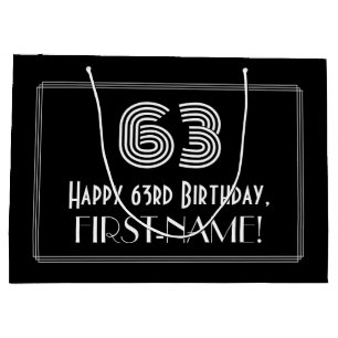 Sacola Para Presentes Grande 63.o Aniversário — Art Deco inspirou "63" e nom