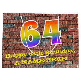 Sacola Para Presentes Grande 64º aniversário: Arco-Íris divertido inspirado no 