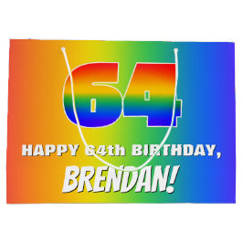 Sacola Para Presentes Grande 64º aniversário: Padrão Divertido e Colorido do Ar