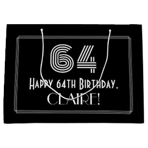 Sacola Para Presentes Grande 64.o aniversário — Art Deco Inspirou "64" & Nome
