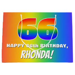 Sacola Para Presentes Grande 66º aniversário: Padrão Divertido e Colorido do Ar