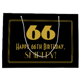 Sacola Para Presentes Grande 66.o aniversário — Art Deco inspirou "66" e nome