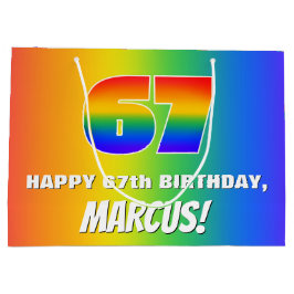 Sacola Para Presentes Grande 67º aniversário: Padrão Divertido e Colorido do Ar