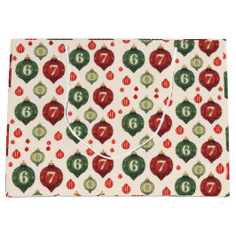 Sacola Para Presentes Grande 67 Retro Christmas Ornament Wrapping Paper 