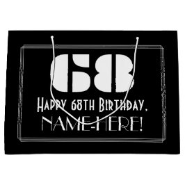 Sacola Para Presentes Grande 68º aniversário ~ Arte Deco Inspirou "68" + Nome