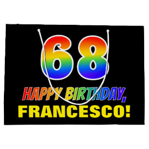 Sacola Para Presentes Grande 68º aniversário: Negrito, Divertido, Simples, Arco