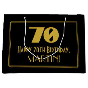 Sacola Para Presentes Grande 70 Aniversário — Art Deco Inspirou "70" & Nome