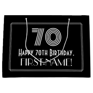 Sacola Para Presentes Grande 70 Aniversário — Art Deco Inspirou "70" & Nome
