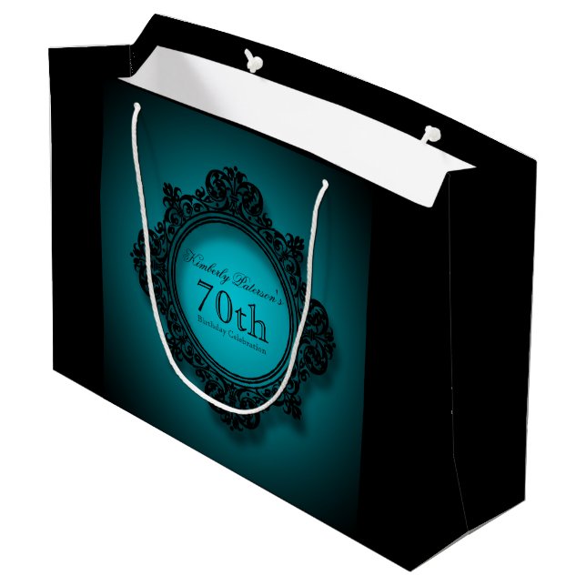 Sacola Para Presentes Grande 70 Bithday Celebration Personalized Gift Bag (Verso inclinado)