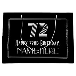 Sacola Para Presentes Grande 72.o aniversário — Art Deco Inspirava Olhar "72" &