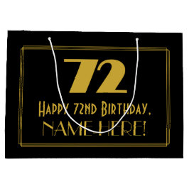 Sacola Para Presentes Grande 72.o aniversário — Art Deco Inspirava Olhar "72" &