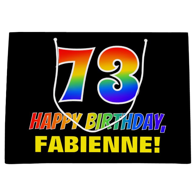 Sacola Para Presentes Grande 73º aniversário: Negrito, Divertido, Simples, Arco (Frente)