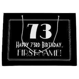 Sacola Para Presentes Grande 73.º Aniversário: Art Deco Inspira Estilo 73, Nome