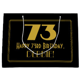 Sacola Para Presentes Grande 73.o aniversário — Art Deco Inspirava Olhar "73" &