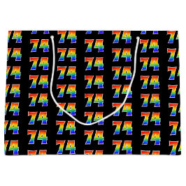 Sacola Para Presentes Grande 74.º aniversário: Diversão do evento Rainbow Númer