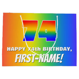 Sacola Para Presentes Grande 74.º aniversário: Padrão Divertido e Colorido do A