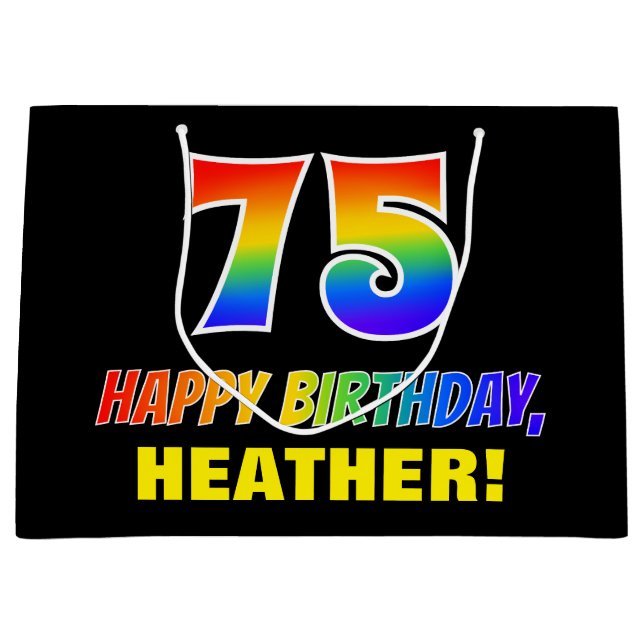 Sacola Para Presentes Grande 75.º aniversário: Negrito, Divertido, Simples, Arc (Frente)