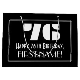 Sacola Para Presentes Grande 76º aniversário ~ Arte Deco Inspirou "76" + Nome