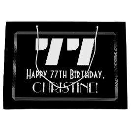 Sacola Para Presentes Grande 77º aniversário ~ Arte Deco Inspirou "77" + Nome