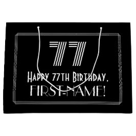 Sacola Para Presentes Grande 77.o aniversário — Art Deco Inspirou Olhar "77" &